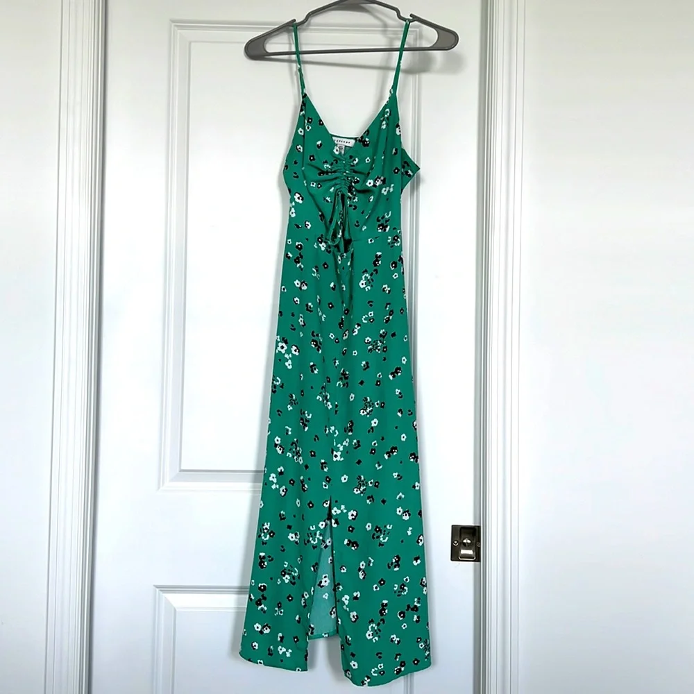 Top Shop Green Floral Dress US 4 - Picture 1 of 5